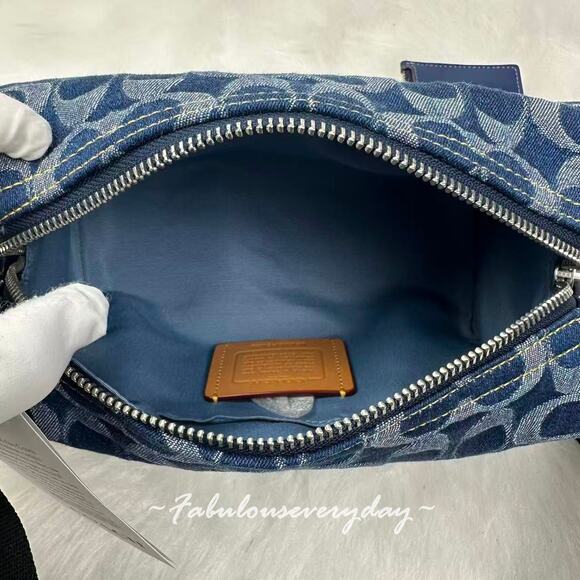 Coach Men's Axel Crossbody In Signature Denim/Deep Blue CY892 + Pouch NWT - Picture 9 of 10